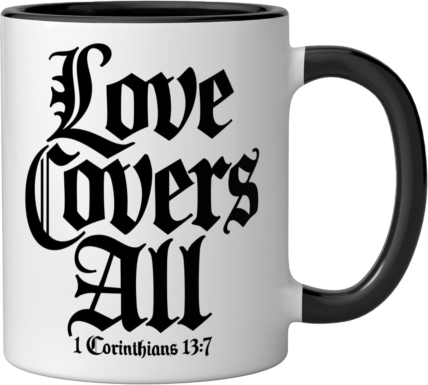 Taza Cerámica Love Covers All Scripture Negro/Blanco
