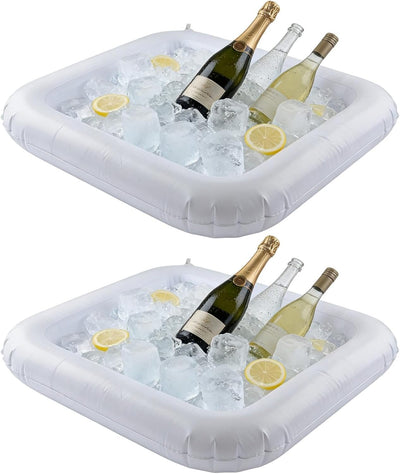 2 barras inflables para bandeja portátil de hielo para ensaladas y eventos
