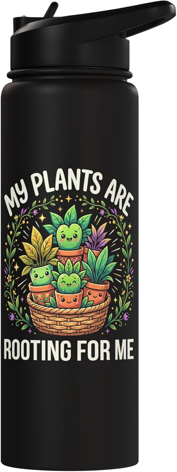 Botella de agua acero inoxidable aislada para amantes de las plantas
