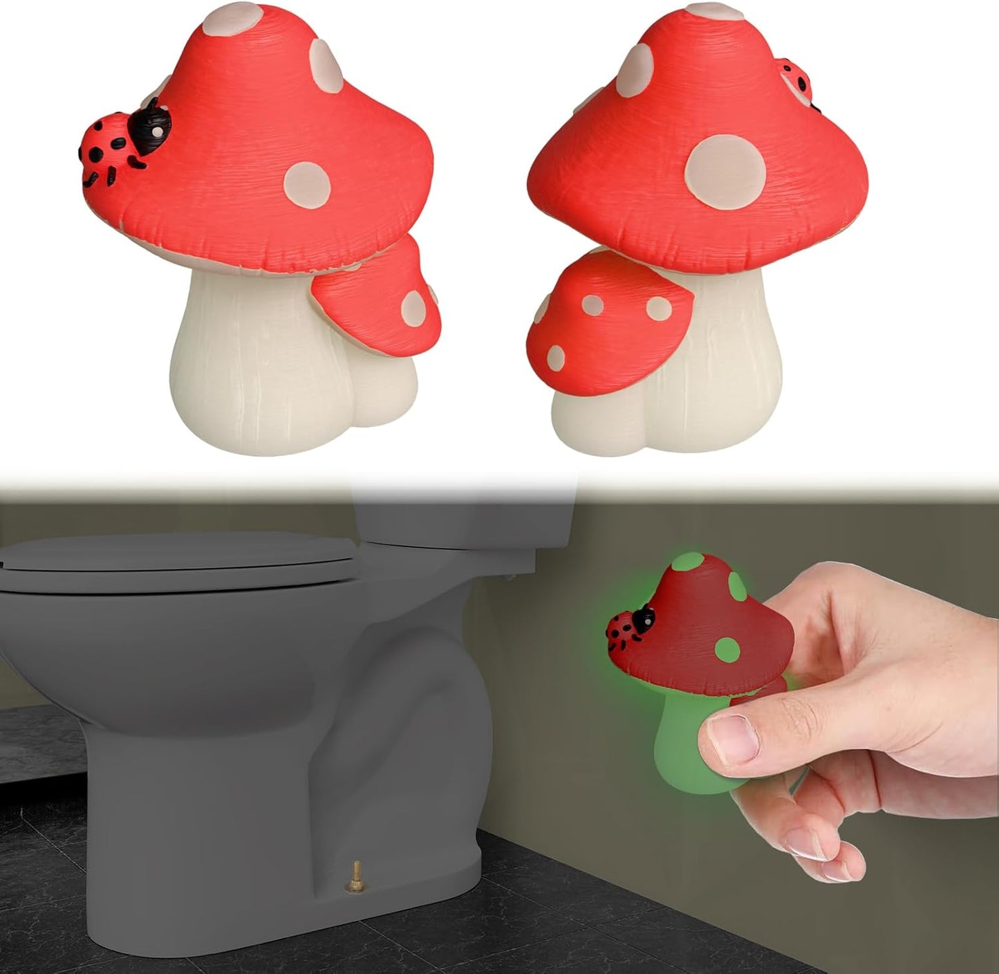 Fundas pernos inodoro forma hongo brillo oscuro 2uds