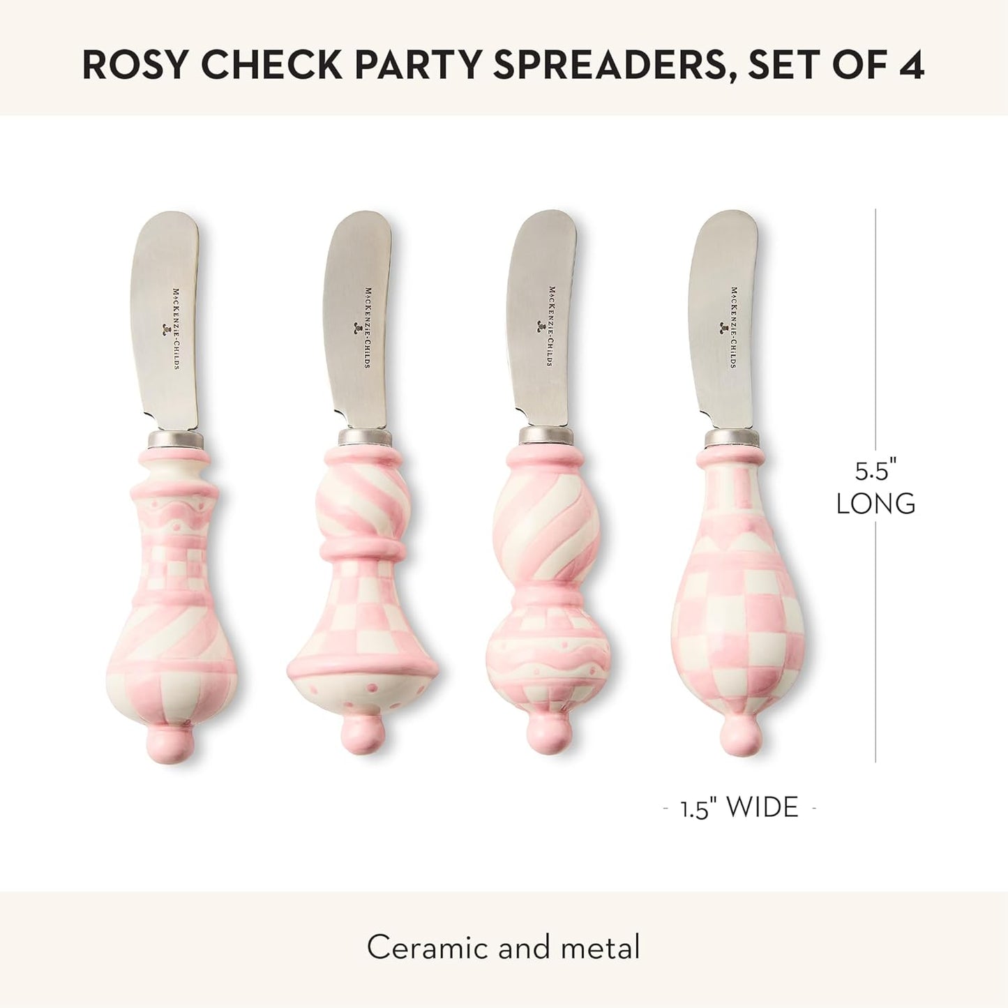 Set 4 Esparcidores Fiesta Metal Rosado y Blanco