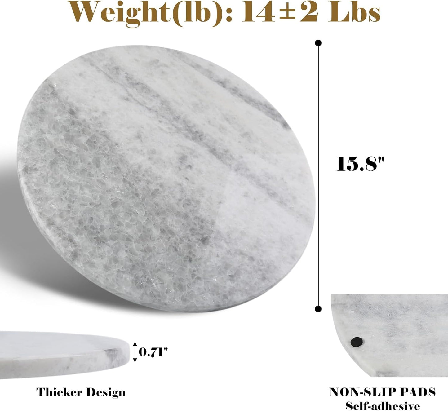 Tabla cortar mármol redonda 16x16pulg cocina servir