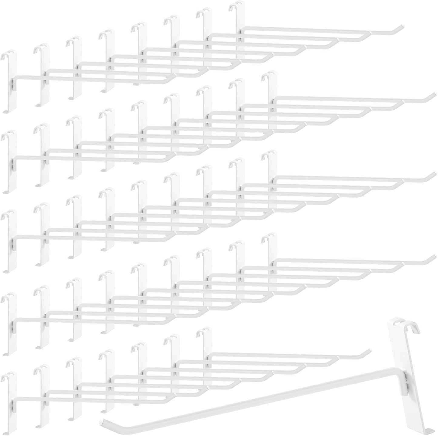60 Ganchos Rejilla Metal para Tiendas 10pulg Blanco