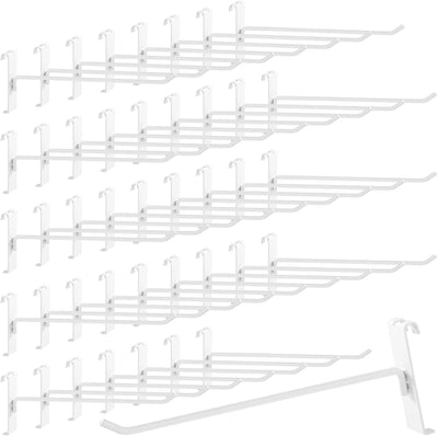 60 Ganchos Rejilla Metal para Tiendas 10pulg Blanco