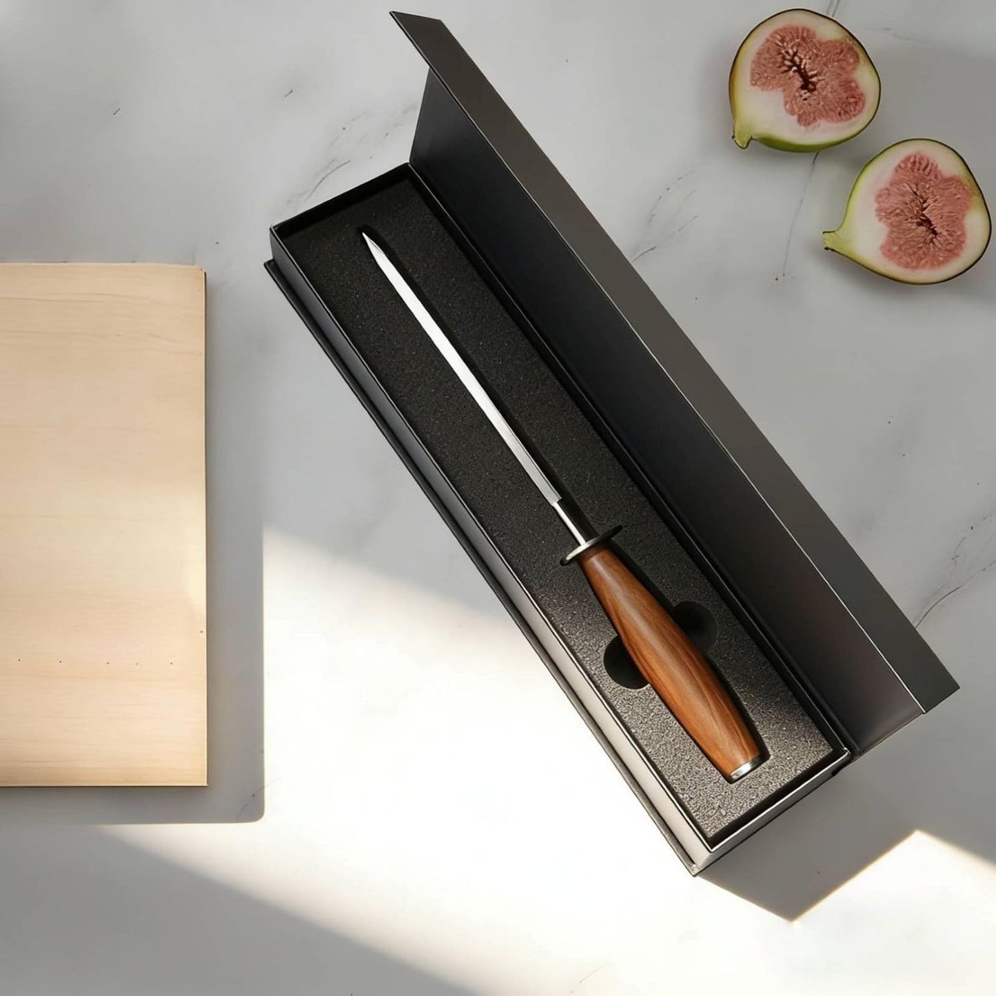 Set 8 Cuchillos Carne Acero Inox con Afilador Madera