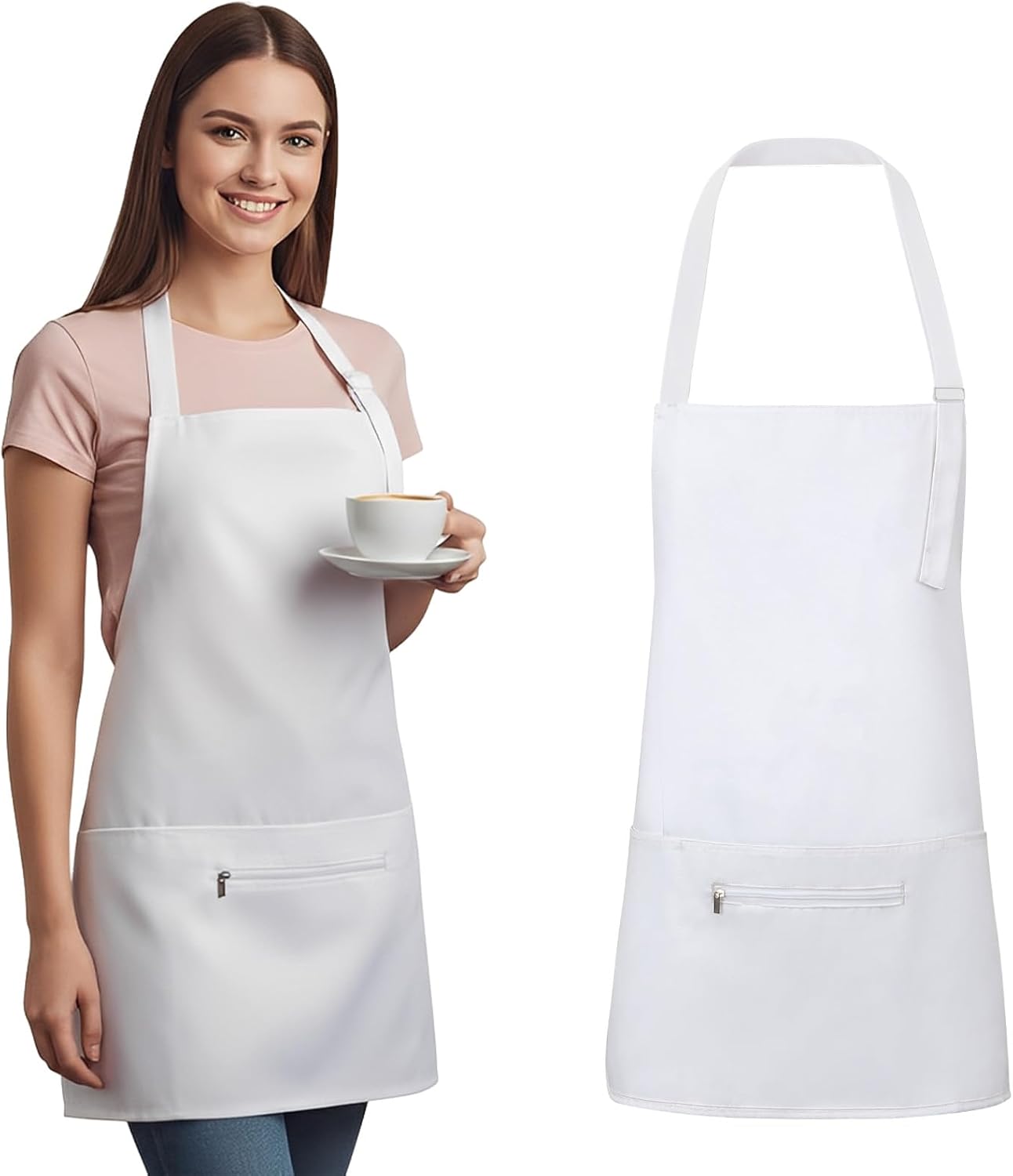 Delantal de cocina con 3 bolsillos para mujer y hombre