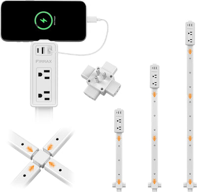 Extensor toma corriente 2 USB-A USB-C 2 salidas CA 2 pzas Blanco