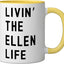 Taza cerámica Ellen Living The Ellen Life Nombre Amarillo/Blanco