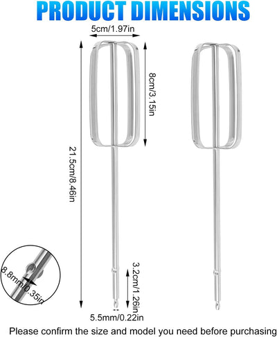 2 Pzas Batidoras Mano Acero Inox Repuesto Universal