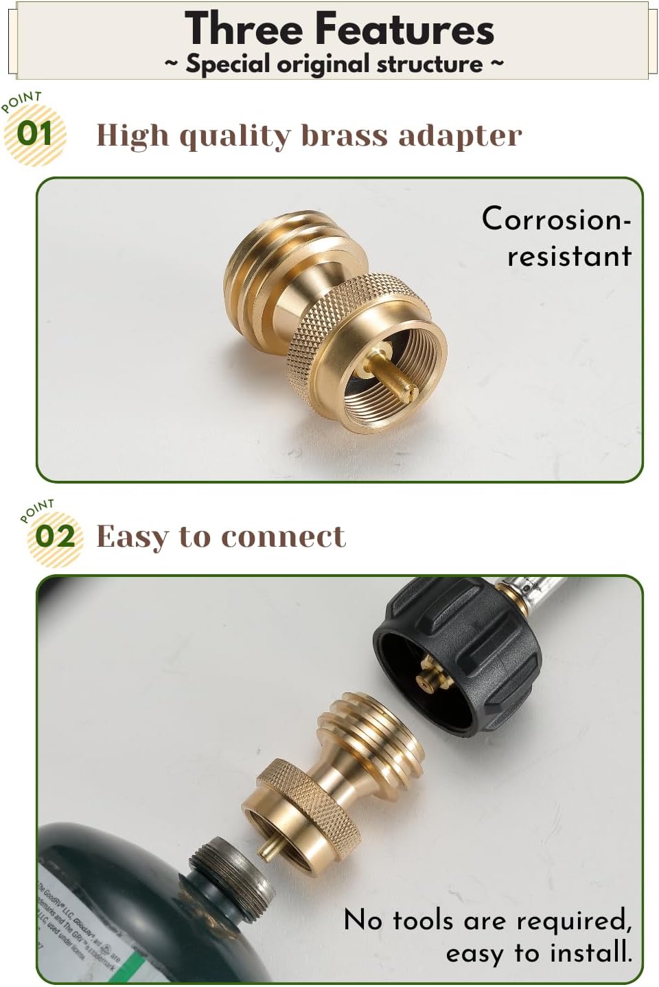Adaptador propano latón 20lb a 1lb PZ-102