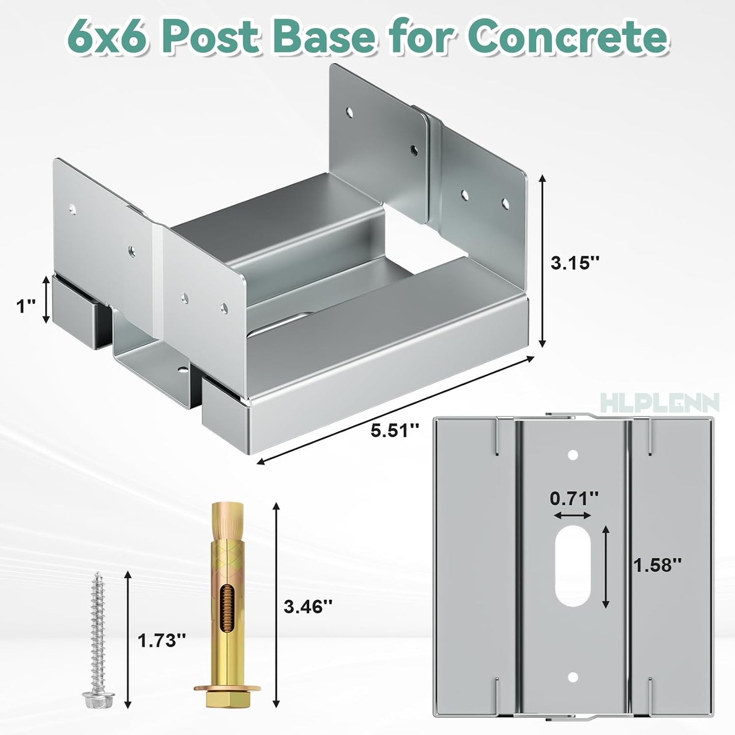 Base poste 6x6 para hormigón set 10 soportes pérgola acero