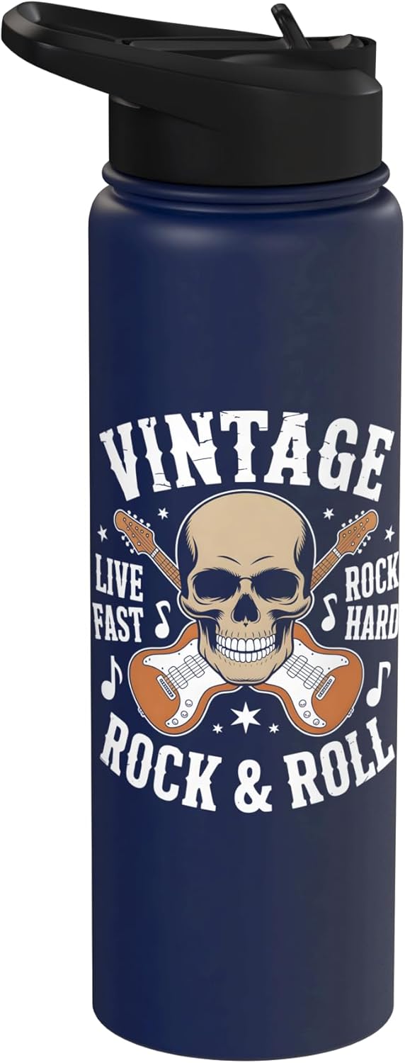 Botella de agua acero inoxidable vintage rock and roll