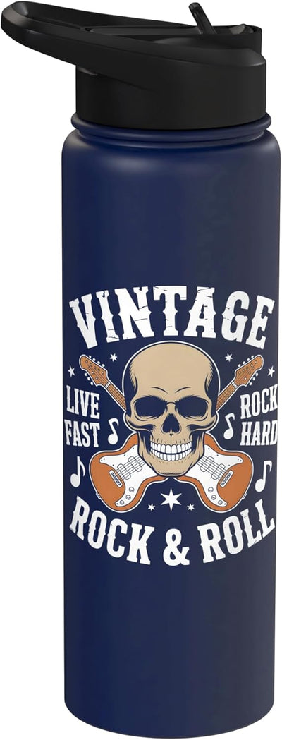 Botella de agua acero inoxidable vintage rock and roll