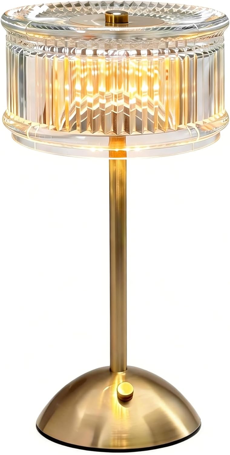 Lámpara mesa inalámbrica recargable cristal LED 3 colores