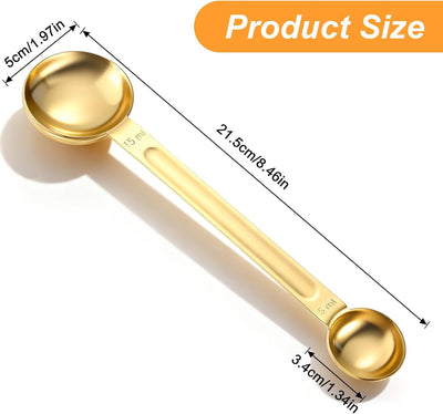 Cuchara medidora de café doble cara 0.5/0.2 fl oz de acero inoxidable