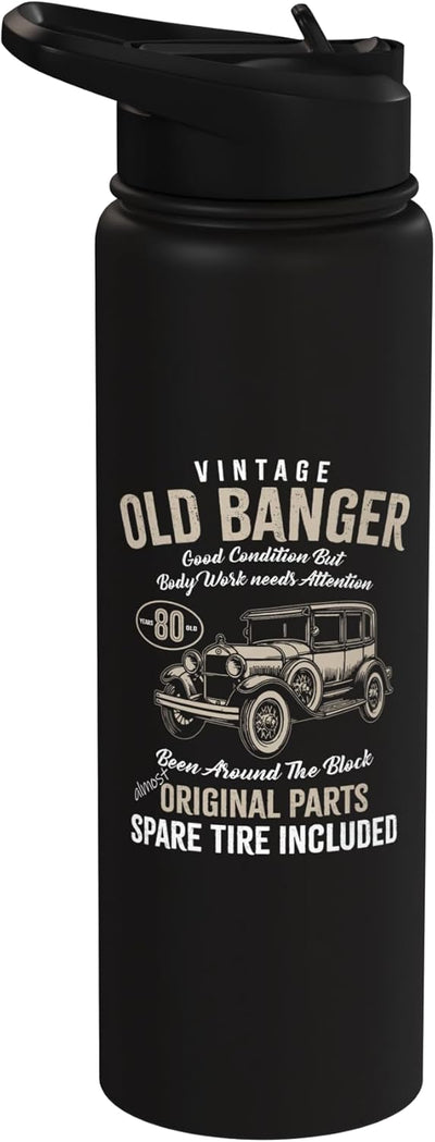 Botella de agua retro acero inoxidable para cumpleaños 80 años