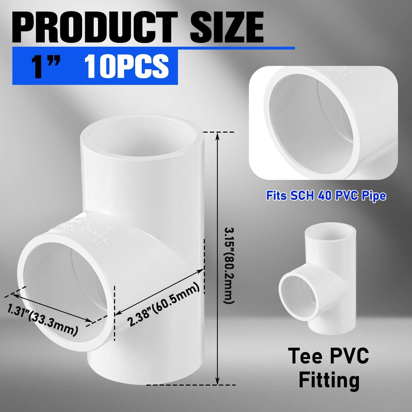 10 Pzas Tee PVC Sch40 para muebles jardín estantería