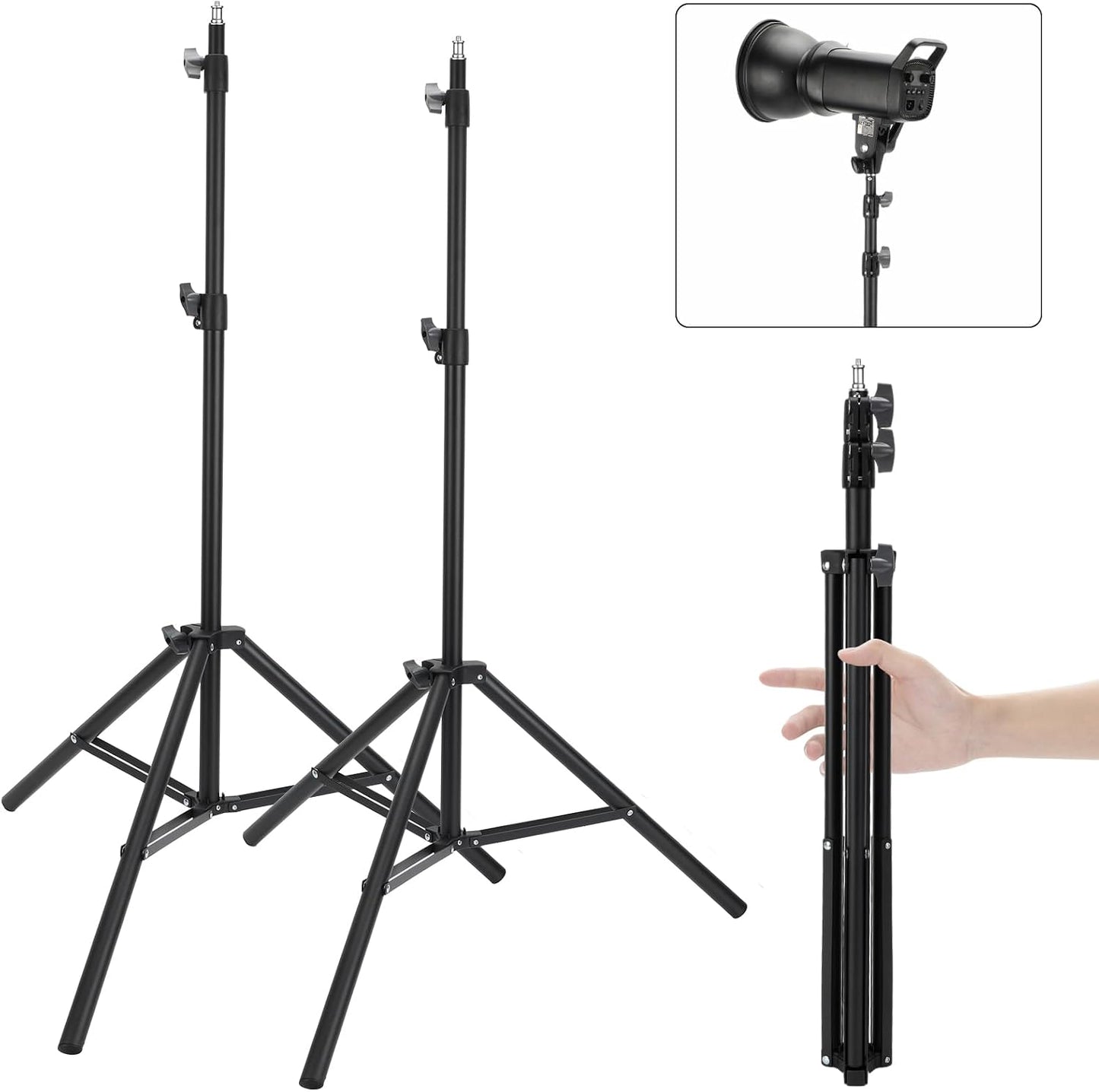 2 Soportes Luz Ajustables Aluminio 7ft Trípode Portátil