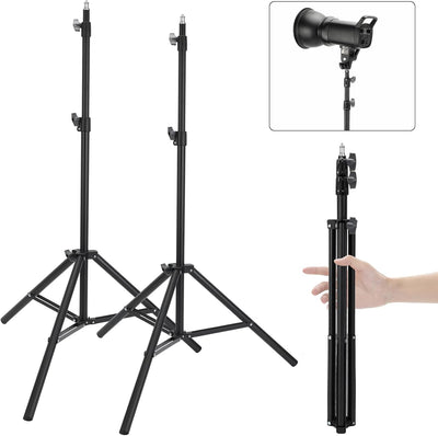 2 Soportes Luz Ajustables Aluminio 7ft Trípode Portátil