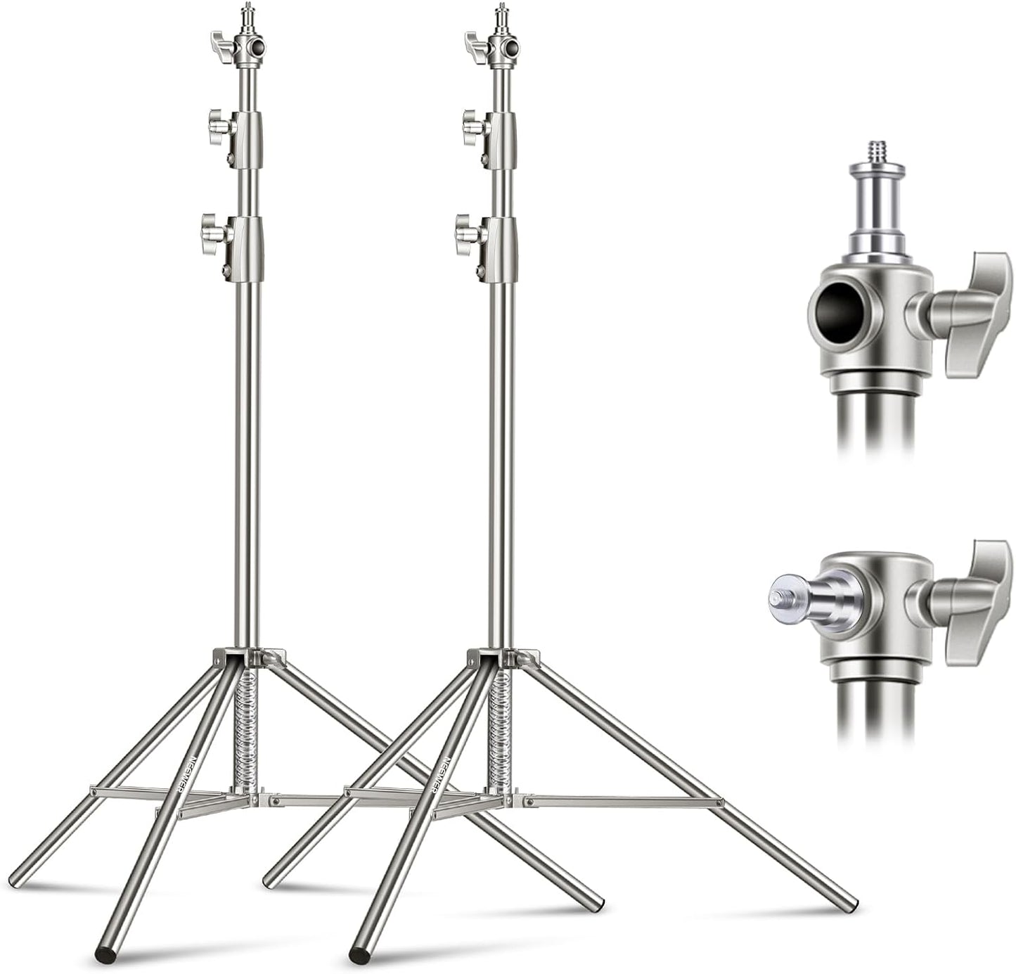 2 Pzas Soporte Luz Acero Inox 9.2ft Trípode Resistent