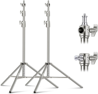 2 Pzas Soporte Luz Acero Inox 9.2ft Trípode Resistent