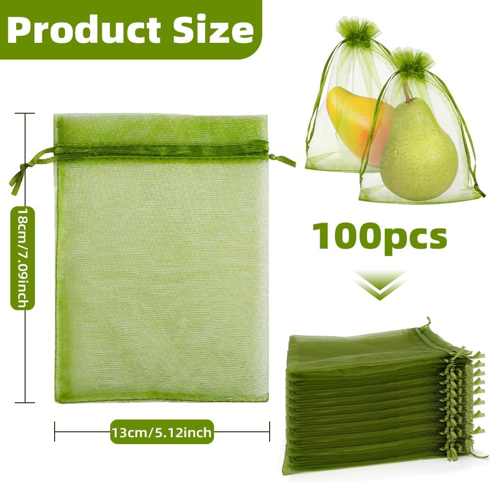 100 Bolsas Red Frutas 5x7pulg Con Cordón Reutilizables