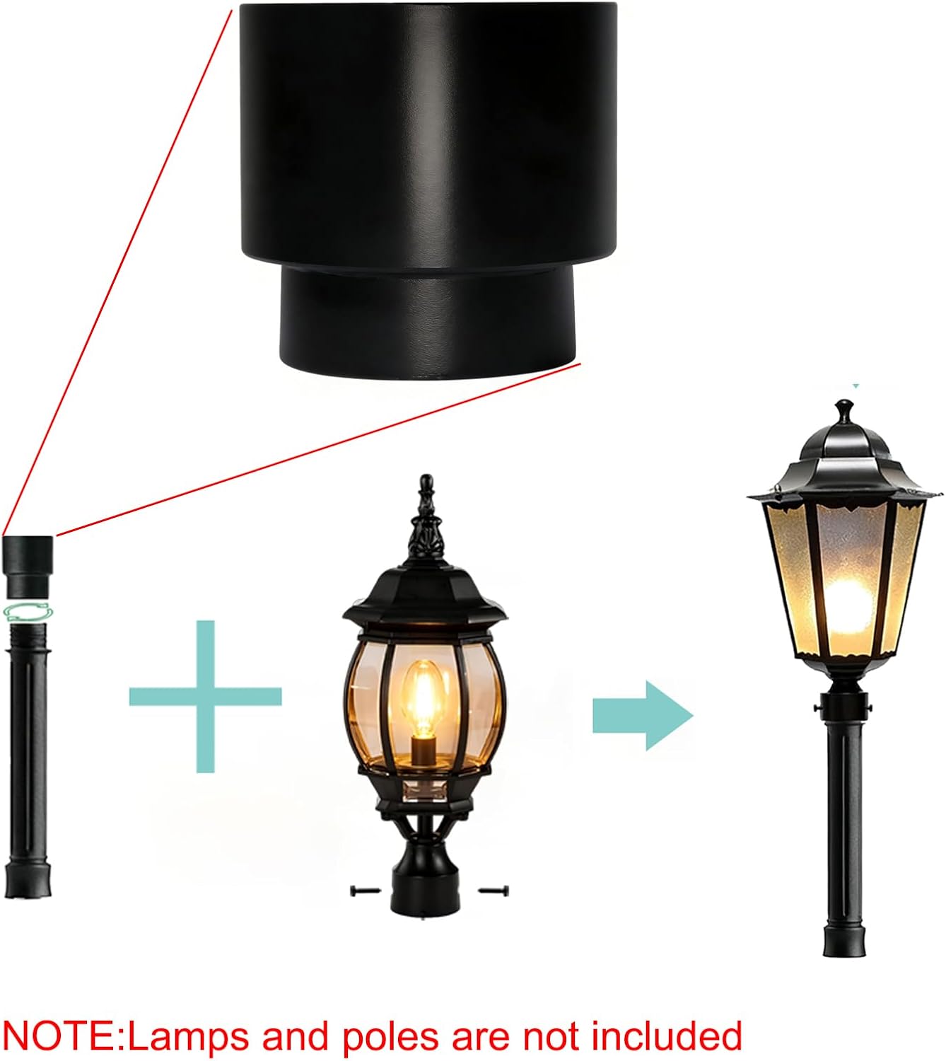 Adaptador deslizante 3pulg para poste lámpara aluminio