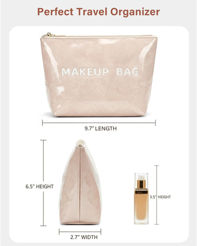 Bolsa maquillaje transparente con cremallera para mujer