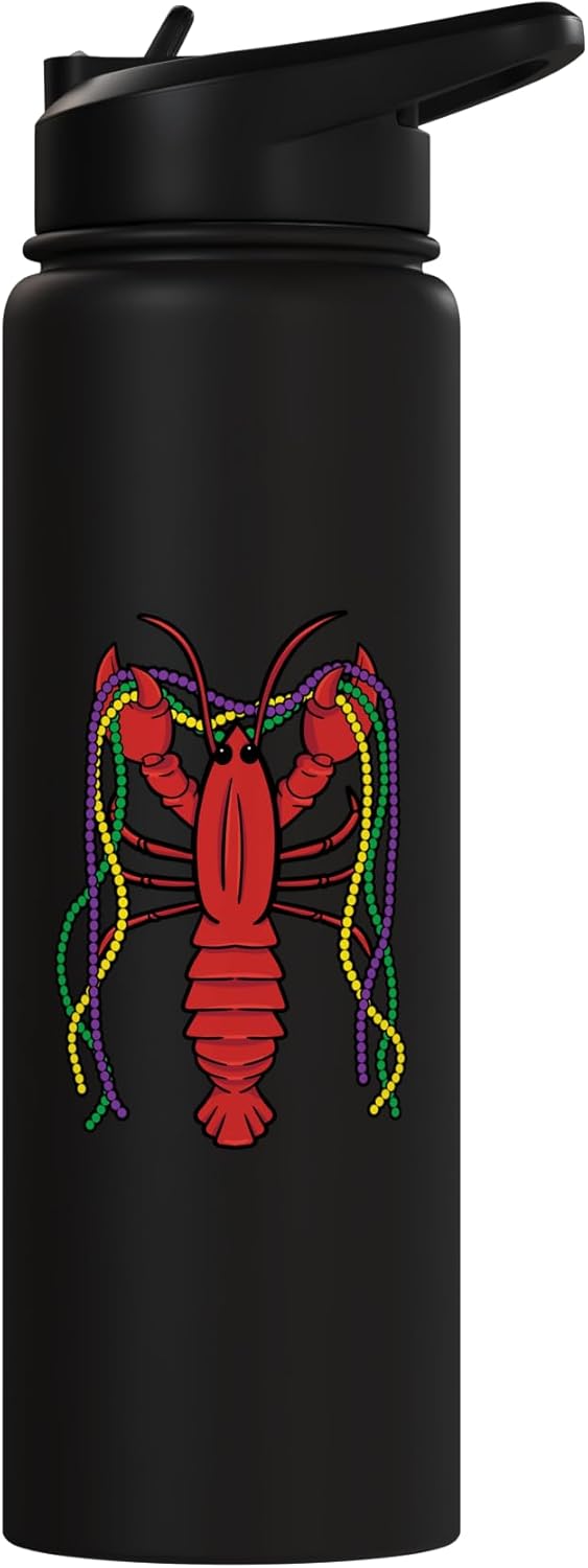 Botella de agua aislada Mardi Gras con disfraz de langosta