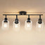 Lámpara riel 4 luces giratorio pared techo cristal E26
