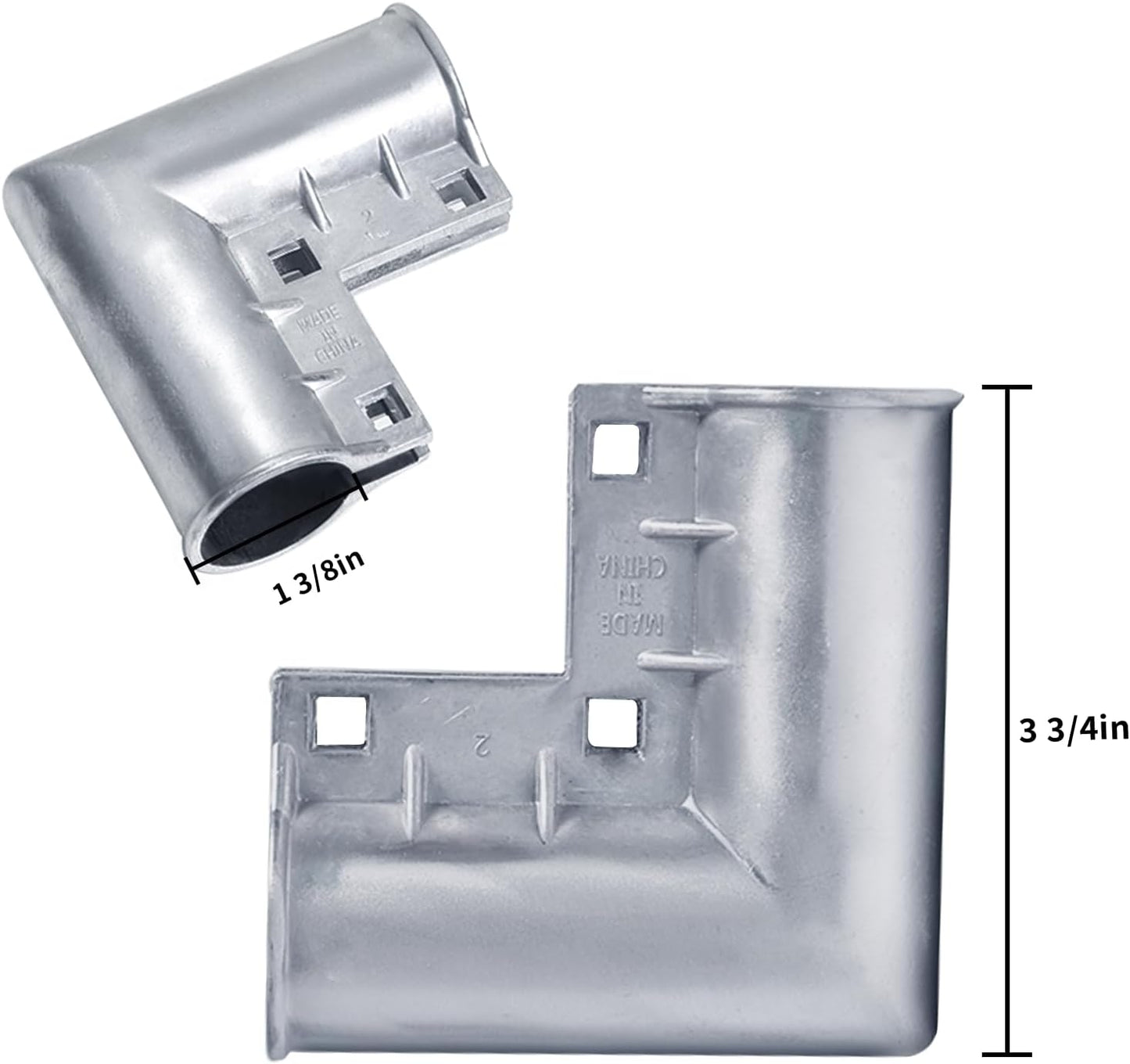 4 Soportes Puerta Aluminio 90° 1-3/8pulg Aire Libre