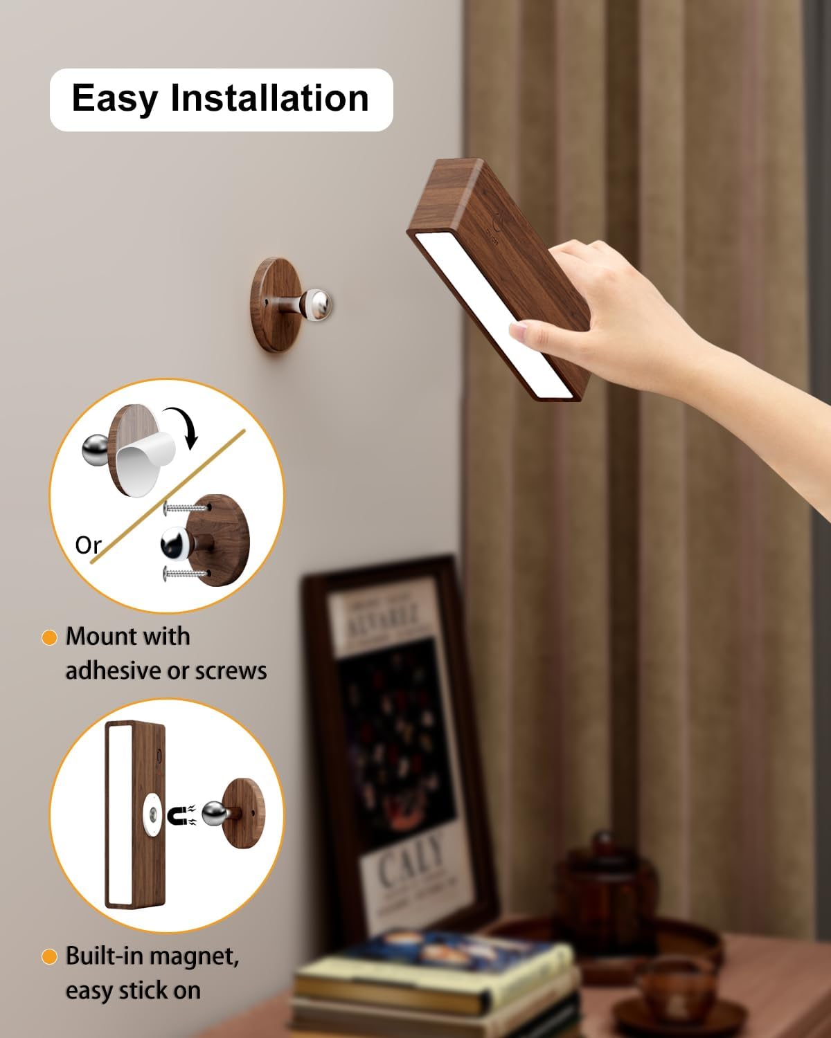 Lámpara pared recargable con control remoto 3 temperaturas