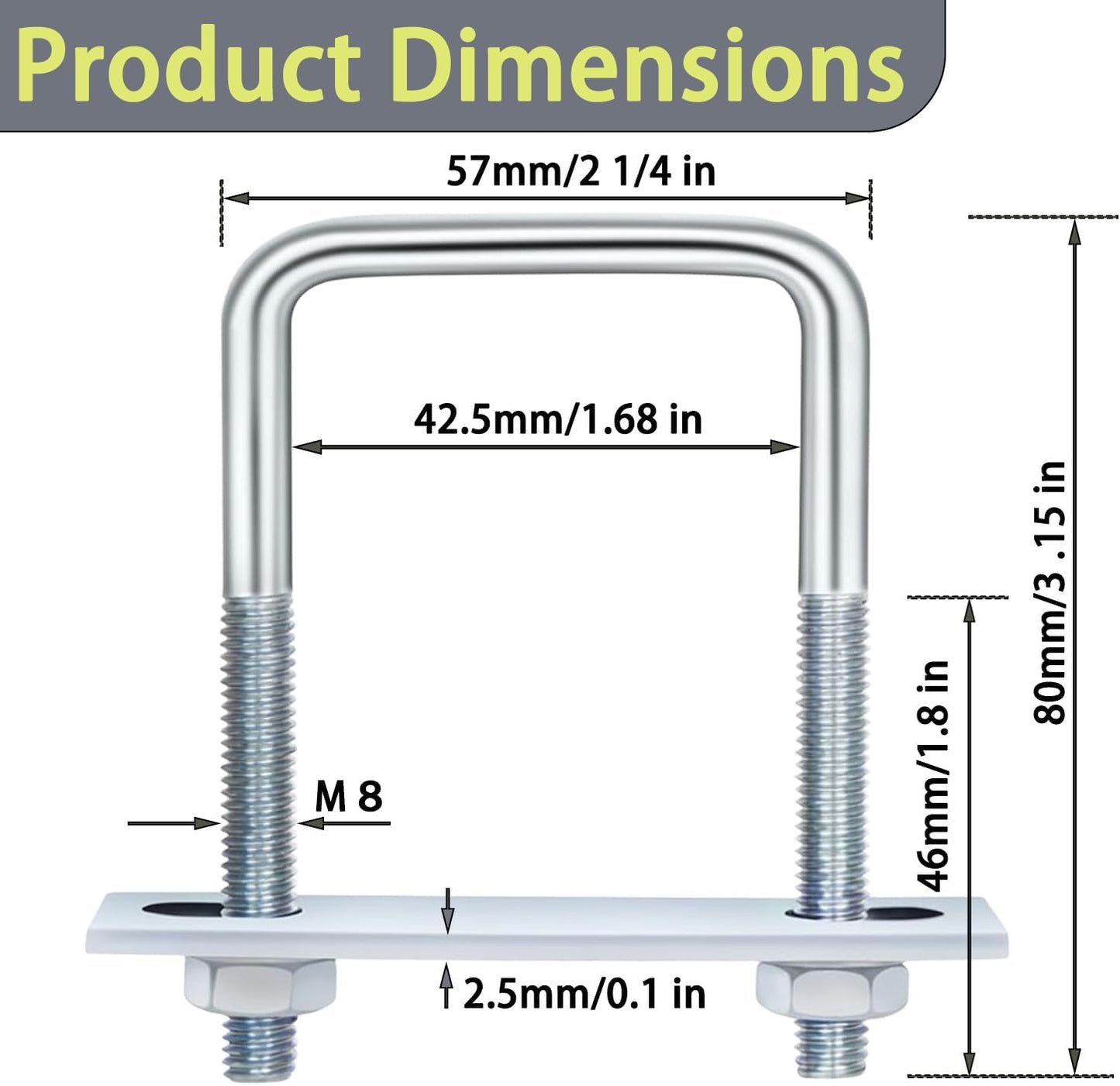 Set 4 pernos en U M8 para madera valla almacén
