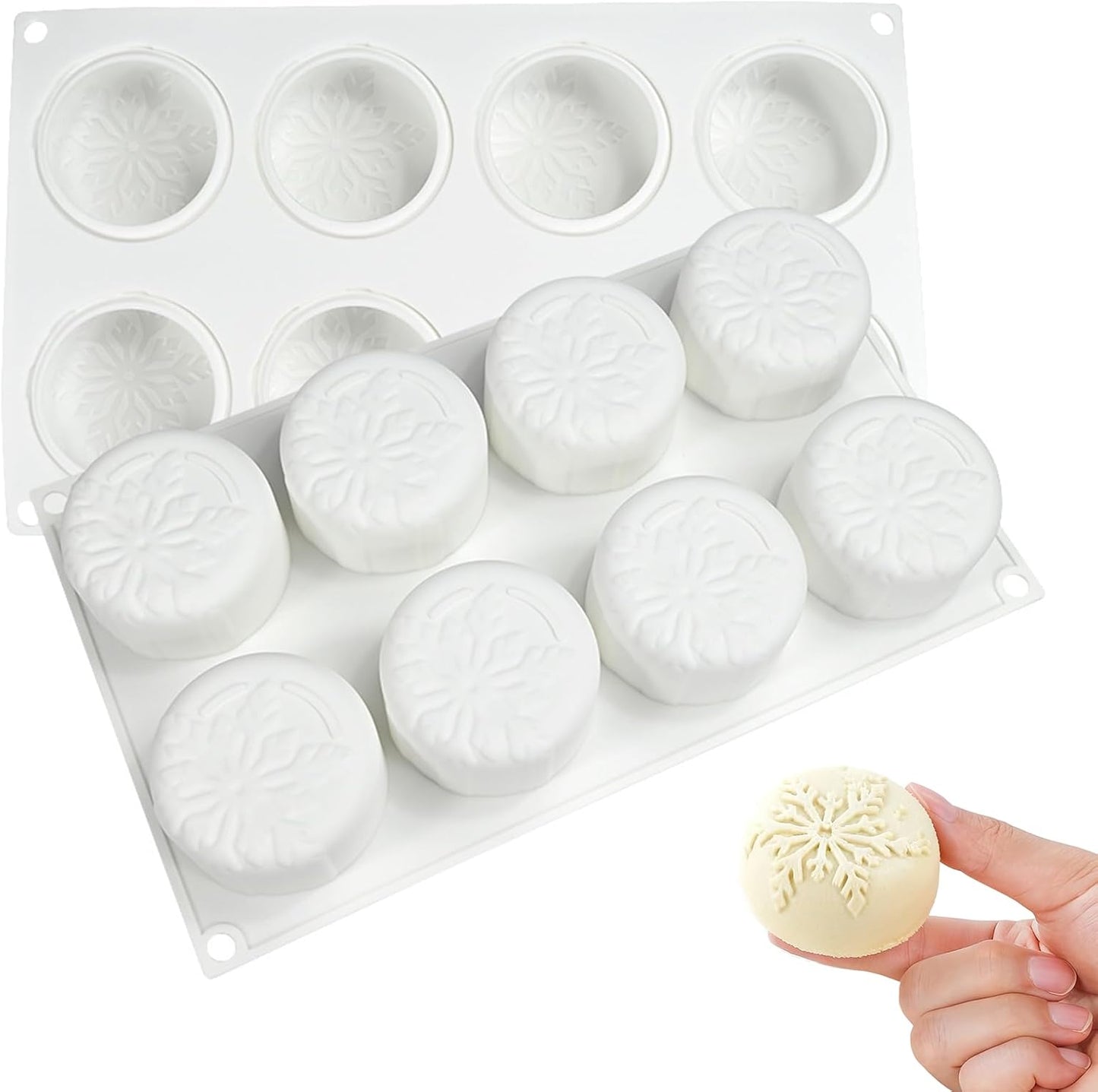 Molde de silicona Oreo con diseño de copo de nieve 8 cavidades