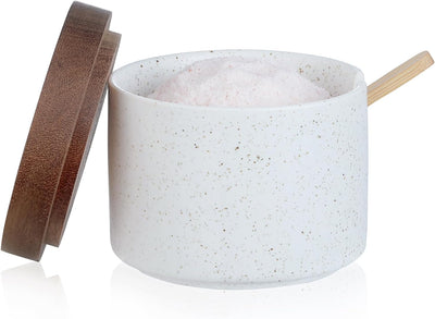 Bodega cerámica con tapa cuchara madera 8oz especias