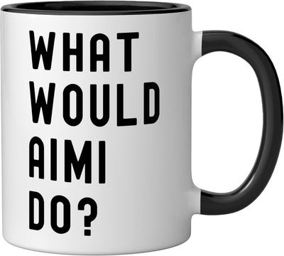 Taza cerámica What Would Aimi Do? Negro/Blanco