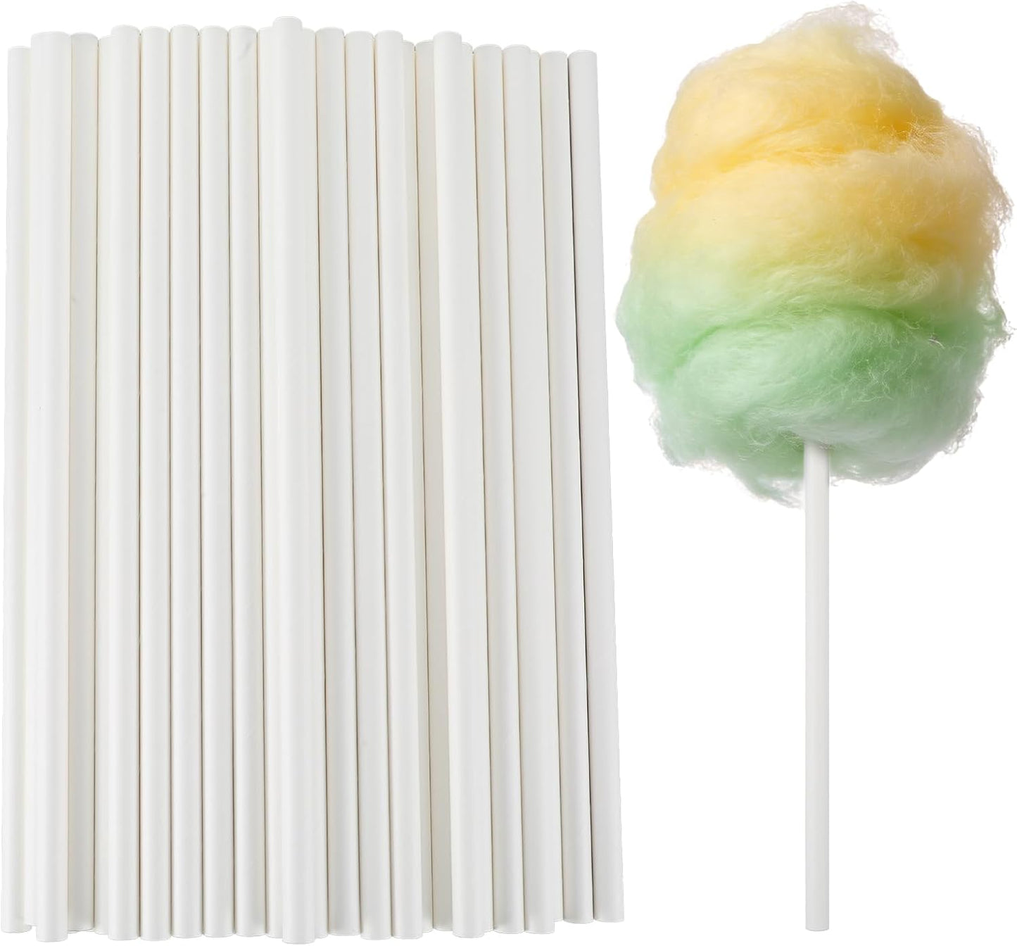 Conos algodón azúcar 50uds 11.8pulg soporte blanco dulces