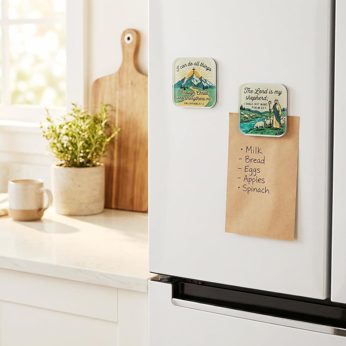 4 imanes cristianos para refrigerador de acrílico con versículos bíblicos