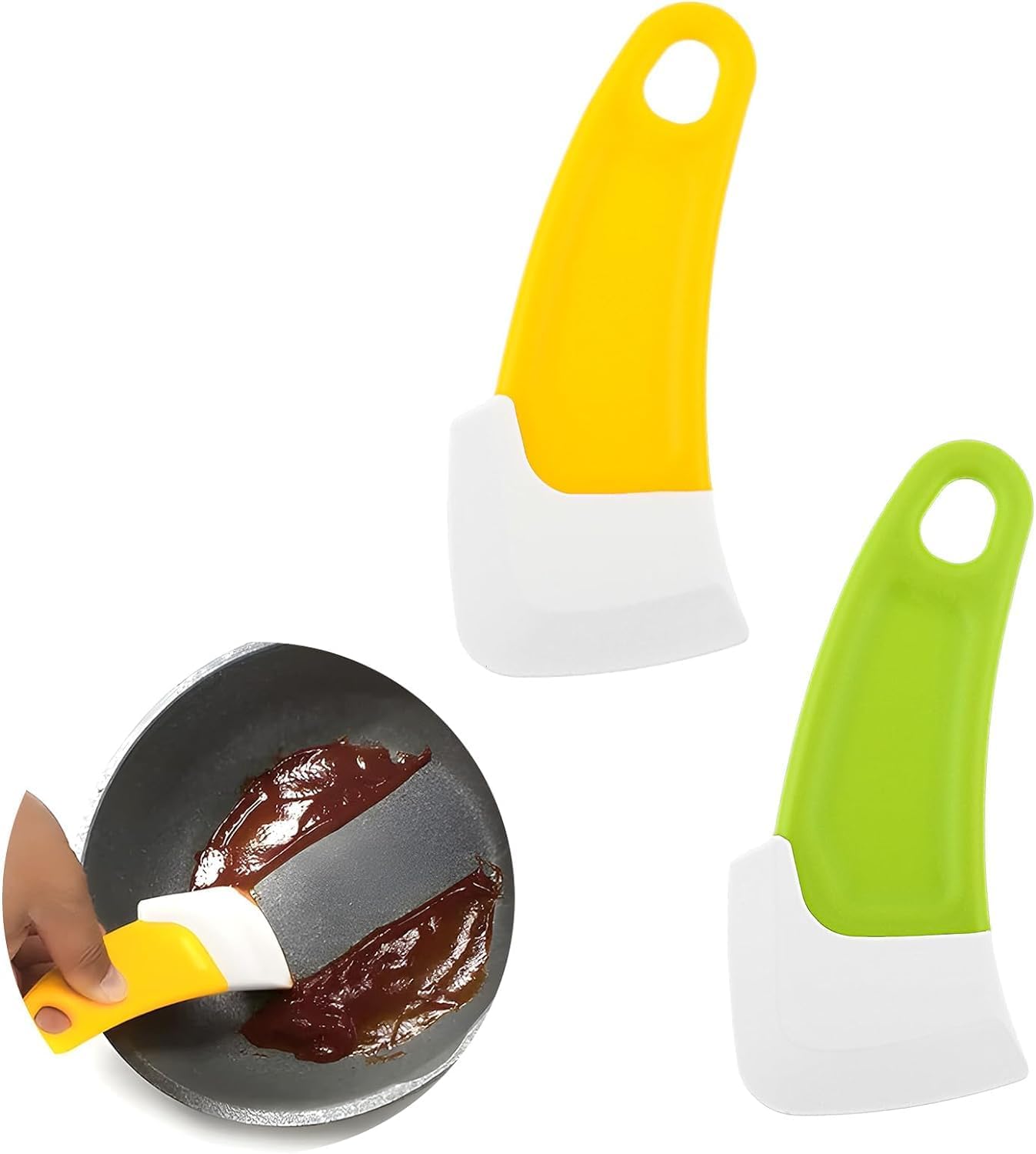 2 Raspadores Silicona Verde Amarillo Antiadherente Cocina