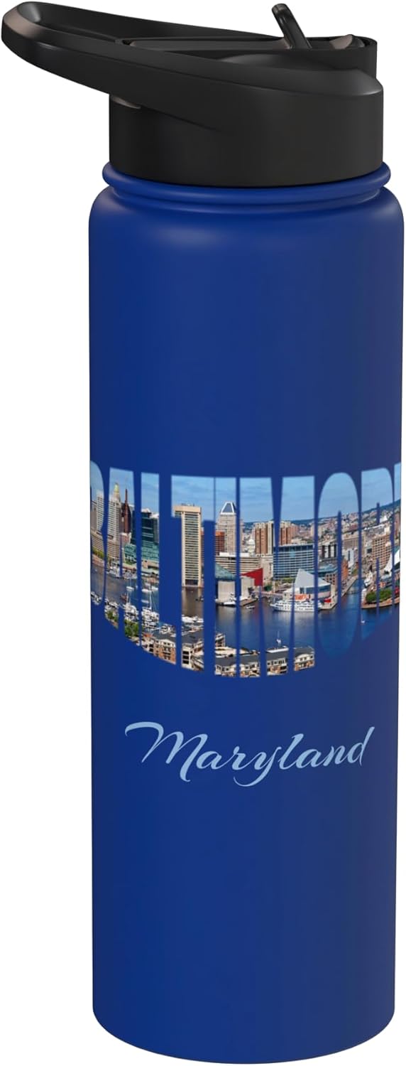 Botella de agua acero inoxidable aislada Baltimore Maryland