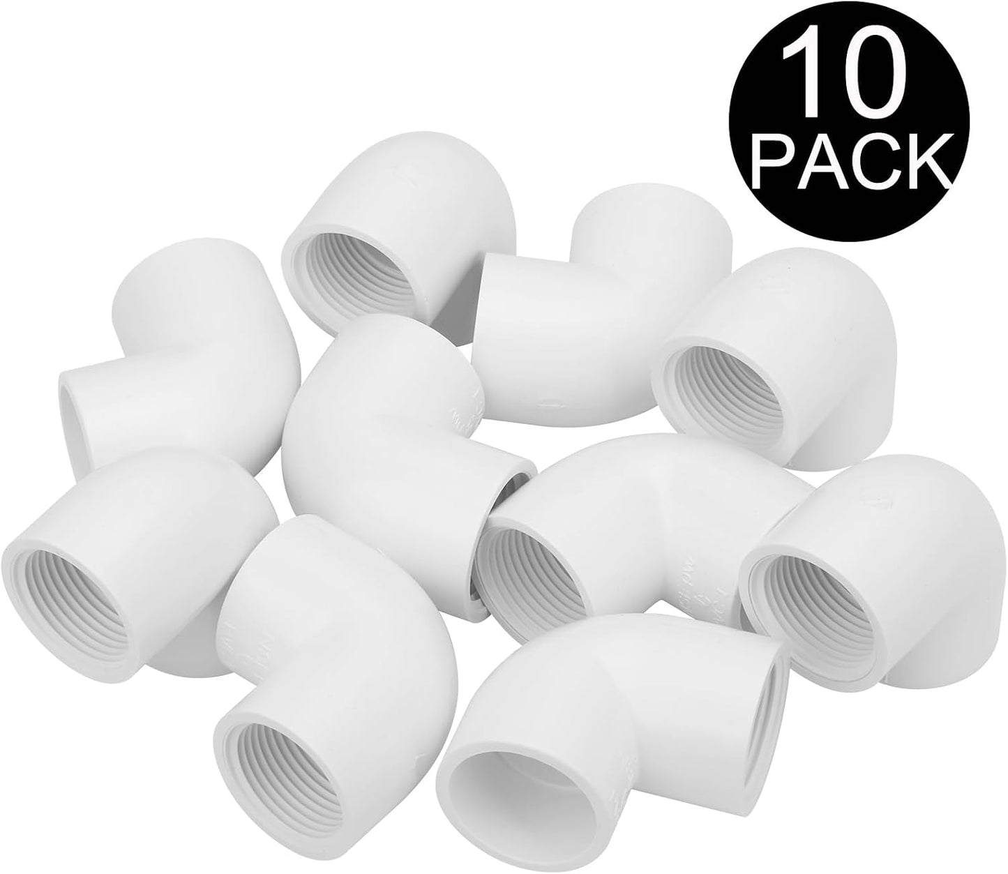 10 Conectores SCH40 1pulg Codo Hembra PVC Riego