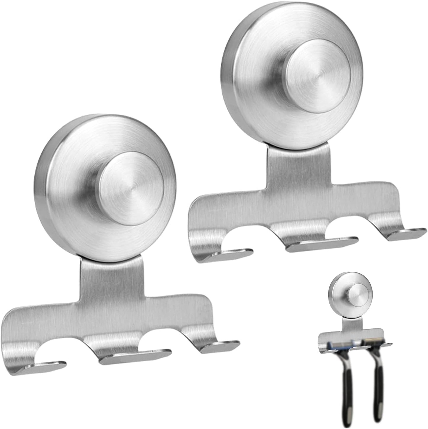 2 Soportes Ventosa Acero Inox Ducha Para Toalla Bata