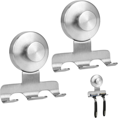 2 Soportes Ventosa Acero Inox Ducha Para Toalla Bata