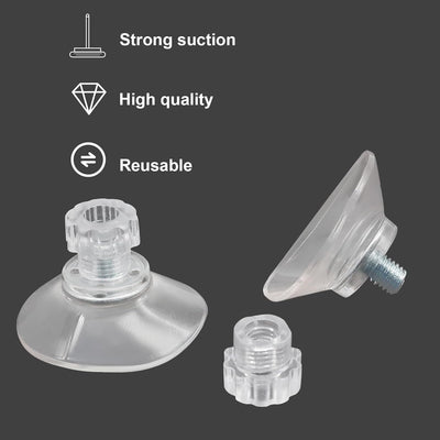 Pack 12 ventosas PVC transparente 1.18pulg adhesivo extrafuerte