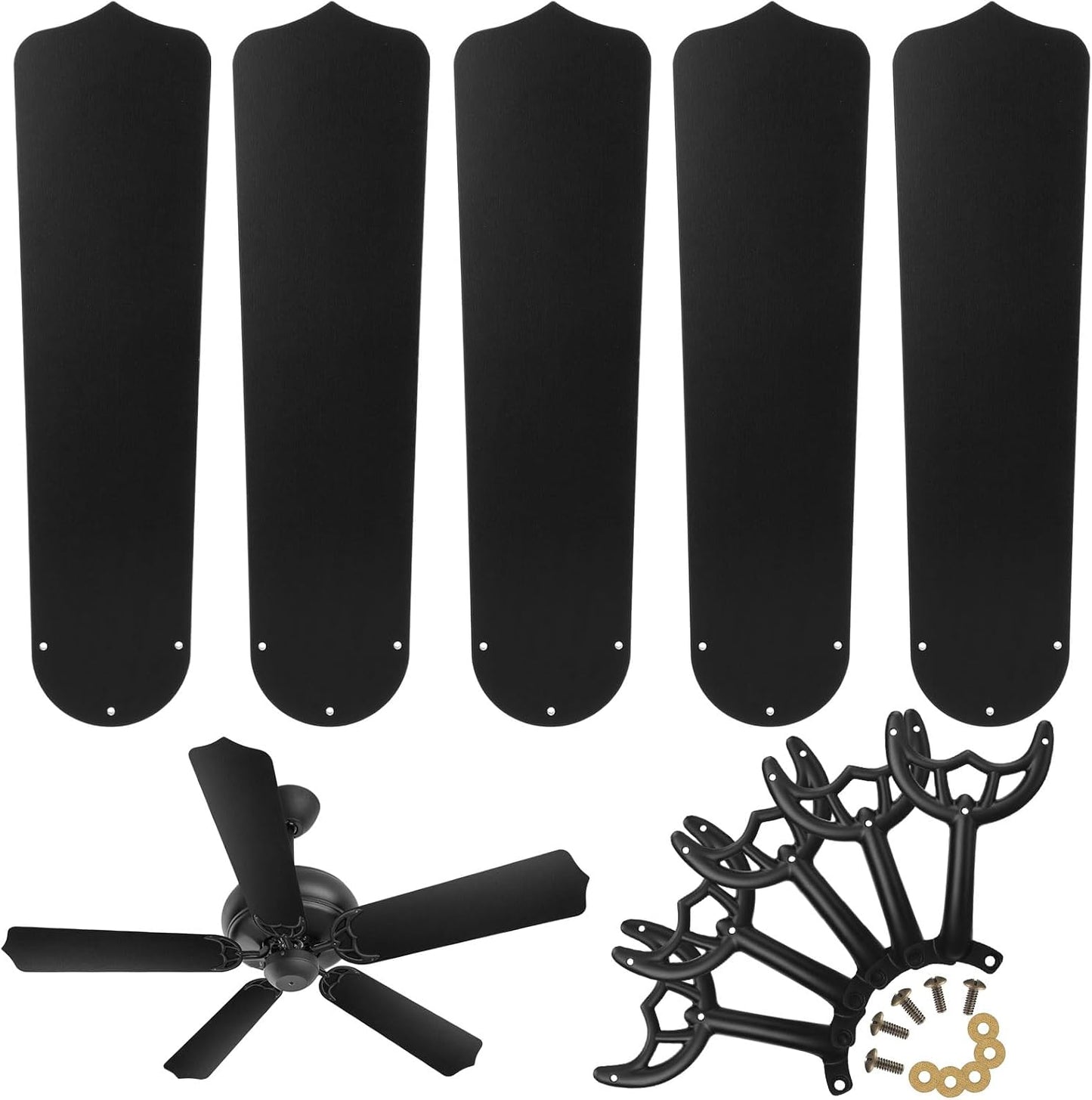5 Juegos Brazos Ventilador 42/52pulg Aspas Roble Negro Mate