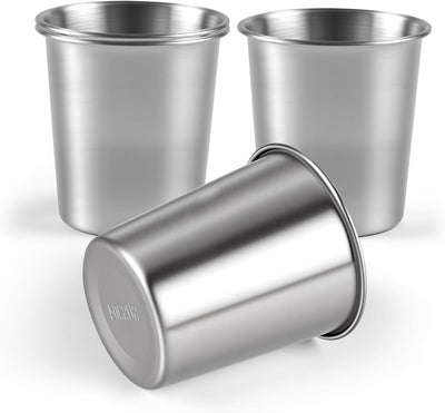 4 Pzas Vasos Acero Inox 8oz Apilables para Niños Bar Hogar