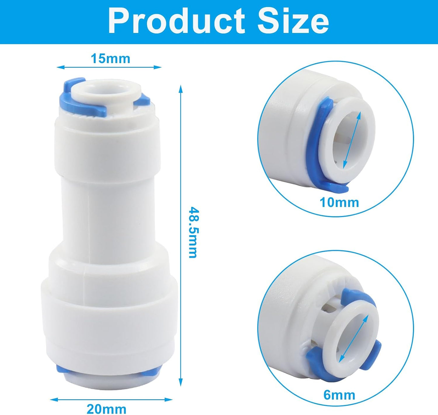 5 Conectores Rápidos 1/4-3/8pulg para Sistemas de Agua