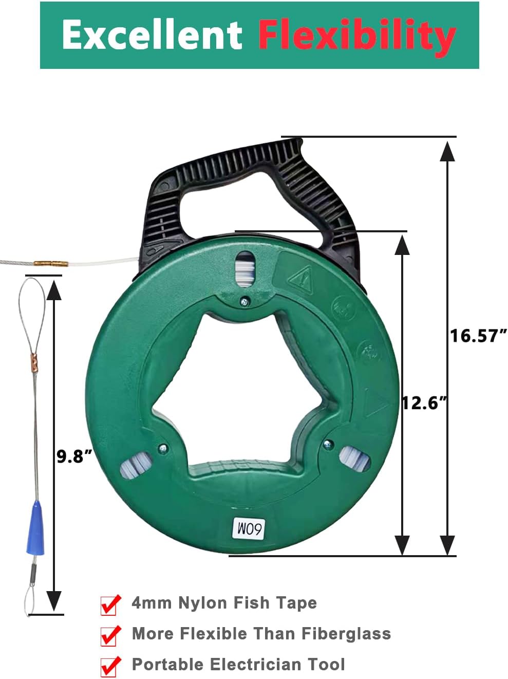 Extractor alambre 196pies para conductos eléctricos 4mm