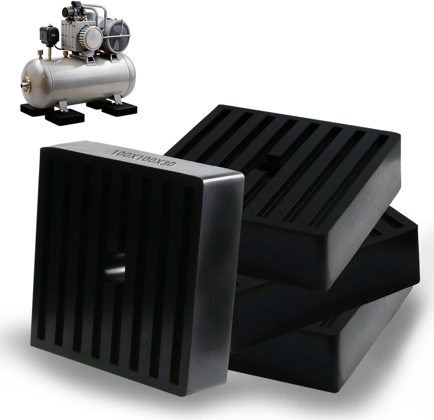Pack 4 Almohadillas Choque Antivibración Goma 4x4pulg