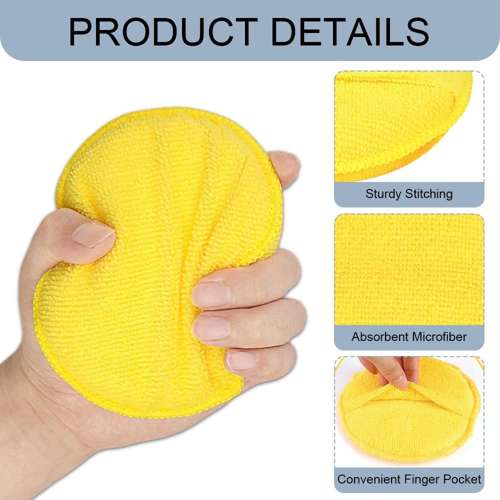 10 Almohadillas Aplicadoras Cera Espuma Microfibra con Bolsillo